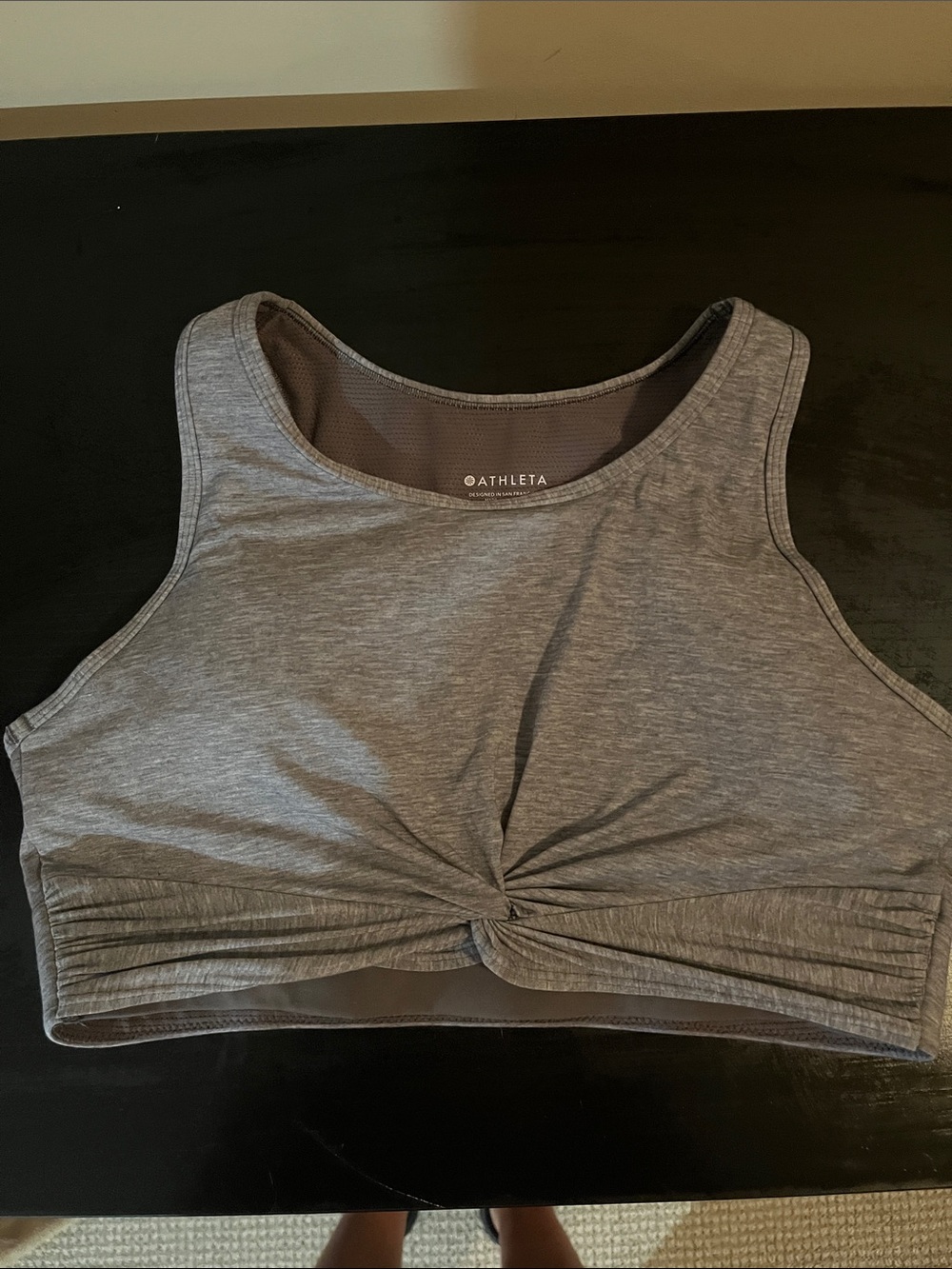 Athleta Heather Gray Twist-Front Crop Top/ Bra
